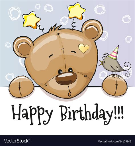 Birthday card with teddy bear Royalty Free Vector Image