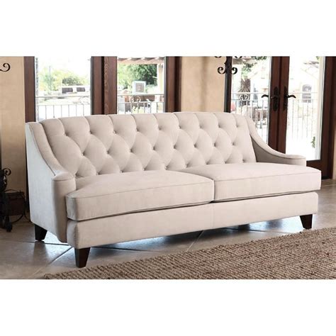 Beige Velvet Tufted Sofa | Baci Living Room