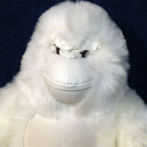 RARE Shalom Toy White Gorilla Plush Ape Vinyl Furry Stuffed Animal 10" Chimp