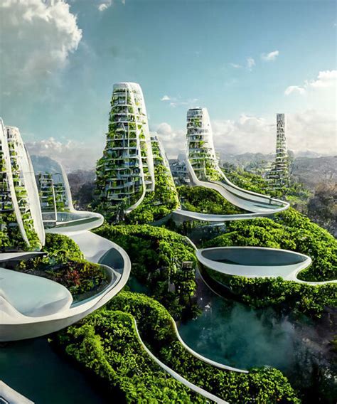 AI envisions futuristic sustainable city with biophilic skyscrapers