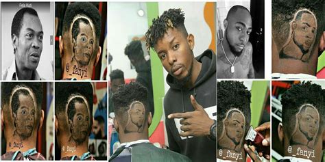 Talented Barber Fanyi designs Fela, Wizkid and Davido’s Faces On Clients Head (Photos ...