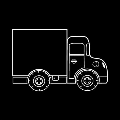 Box truck black and white silhouette vector free download