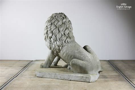 French antique marble sitting lion statue