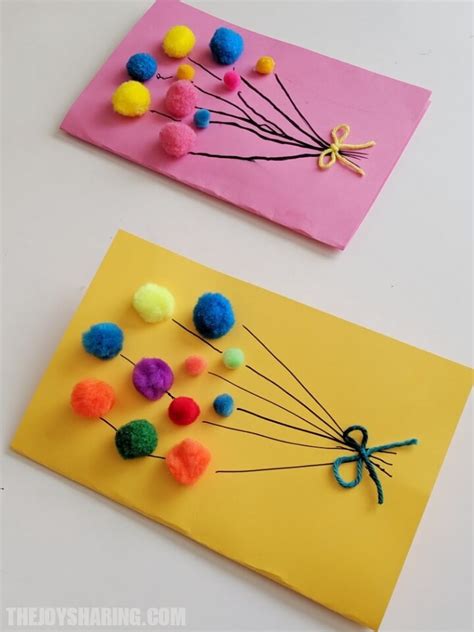 Pom Pom Balloons Birthday Card - The Joy of Sharing