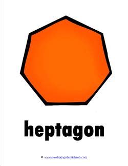 Plane Shape - Color Heptagon Shape Card - Kinder Shapes