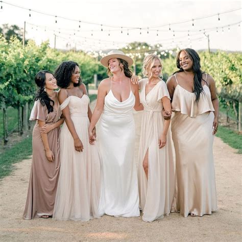 Mismatched Champagne Bridesmaid Dresses