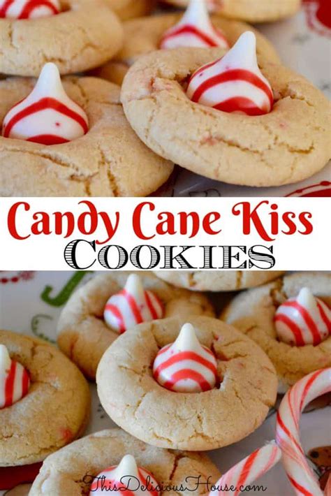 Candy Cane Kiss Cookies | Peppermint Kisses - This Delicious House