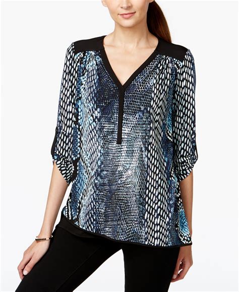 Alfani Petite Combo-Print Layered-Hem Top, Only at Macy's - Tops - Women - Macy's | Tops, Womens ...