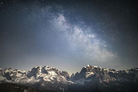 Snow Covered Mountains Under Starry Sky during Night Time · Free Stock ...