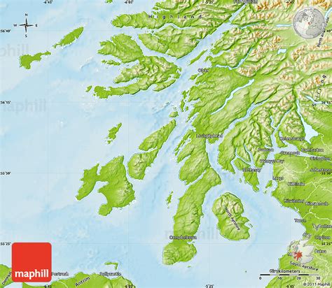 Physical Map of Argyll and Bute