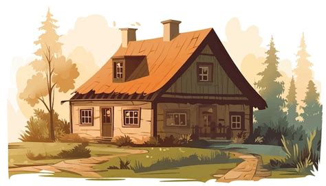 Premium Vector | House in the forest vector illustration