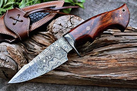 Buy BIGCAT ROAR 10″ PATENTED Handmade Damascus Hunting with Leather ...