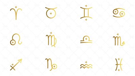 12 Gold Zodiac Signs - Graphics | Motion Array