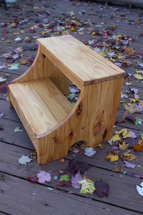 Rustic Hickory Wood Step Stool, Adult Step Stool | Wood step stool, Woodworking shop layout ...