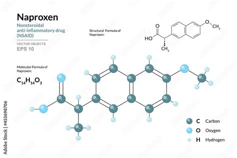 Naproxen. Nonsteroidal Anti-Inflammatory Drug (NSAID). C14H14O3 ...