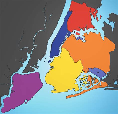 5 Boroughs Labels New York City Map Blank Map • Mapsof.net