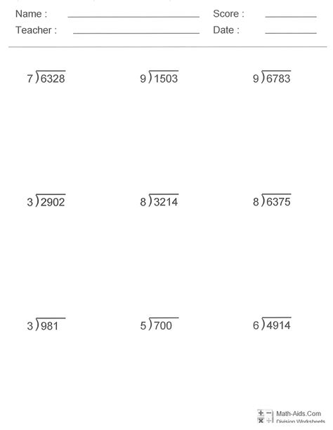 Long Division Practice | MySchoolsMath.com