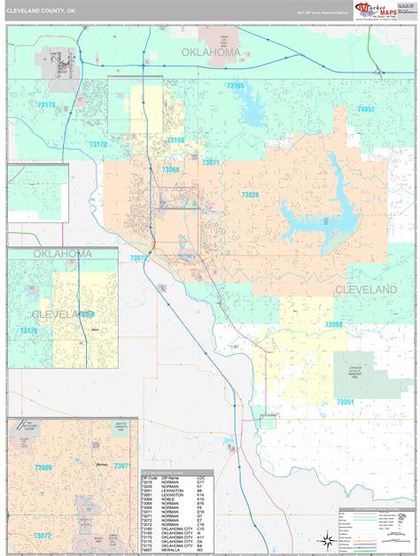 Cleveland County, OK Wall Map Premium Style by MarketMAPS