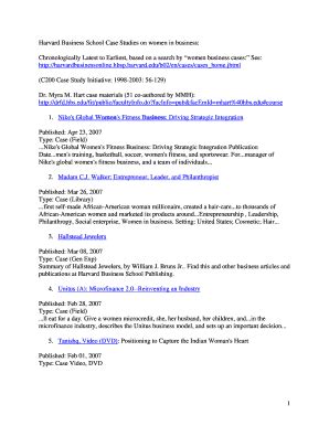 Fillable Online Harvard Business School Case Studies on women in business: Fax Email Print ...