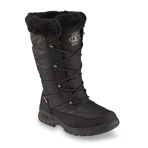 Kamik Women's NewYork2 Black Water-Resistant Mid-Calf Faux Fur Winter Snow Boot - Wide Width