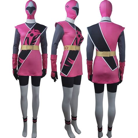 Women Power Rangers Ninja Steel Pink Ranger suit cosplay Sarah Thompson ...