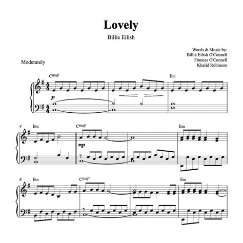 Billie Eilish Piano Sheet Music Letter