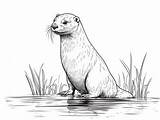 Simple Otter Coloring Page  sketch template