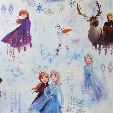 Disney Frozen Wallpaper Anna Elsa Olaf Snow Ice Blue Teal Sven Kristoff | eBay