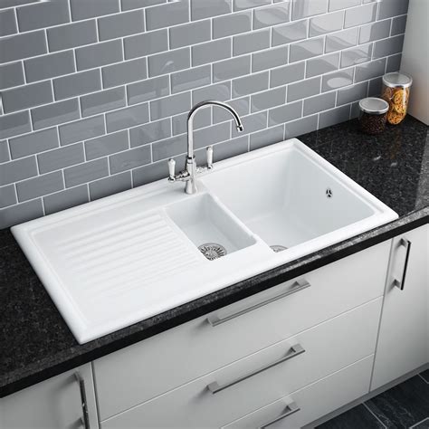 Reginox White Ceramic 1.5 Bowl Kitchen Sink at Victorian Plumbing UK | Ceramic kitchen sinks ...