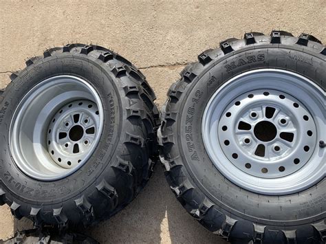 FRONT & REAR 12 INCH ATV RIMS & TYRES PACKAGE SET 4 TRX 300 350 400 420 ...