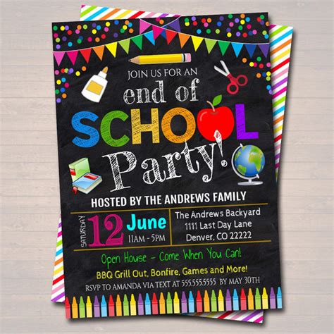 End of School Year Party Invitation - Printable DIY Template – TidyLady ...