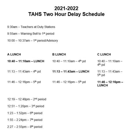 Eagle Eye Explainer: The High School Two Hour Delay Schedule – Tyrone Eagle Eye News