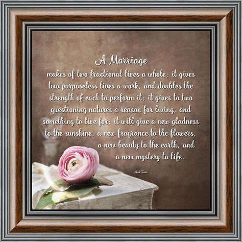 A Marriage, Mark Twain Poem, Picture Framed Wedding Gift for Bride and ...