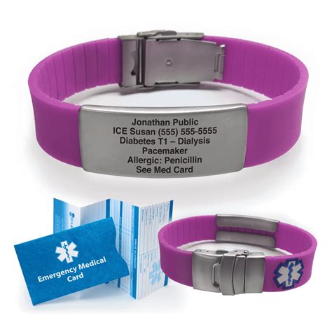 Custom Engraved Silicone SPORT Medical Alert ID Bracelet, Purple - Walmart.com - Walmart.com