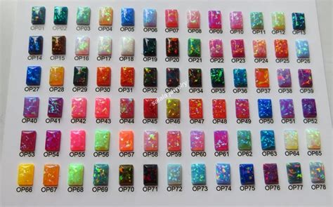 Synthetic Opal Color Chart with 78 pcs 5x7mm Rectangle Cabochon Opal Stone Opal Color Chart for ...