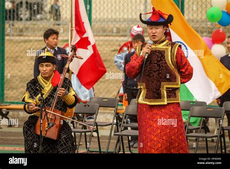 The Mongolian National Song and Dance Ensemble perform traditional Mongolian music for ...