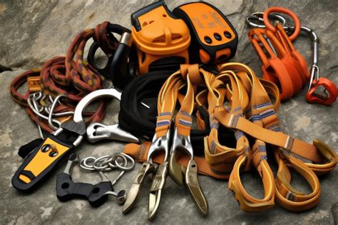 Premium AI Image | rock climbing tools and equipment professional advertising photography