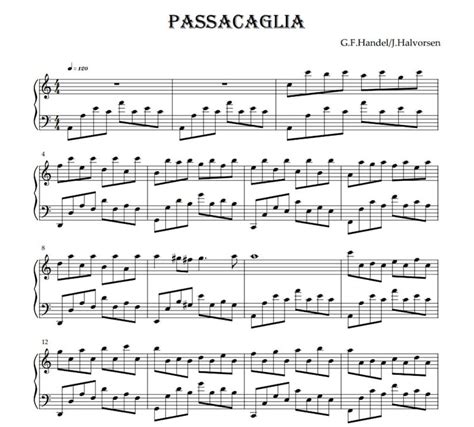 Passacaglia Handel/halvorsen sheet Music Piano - Etsy