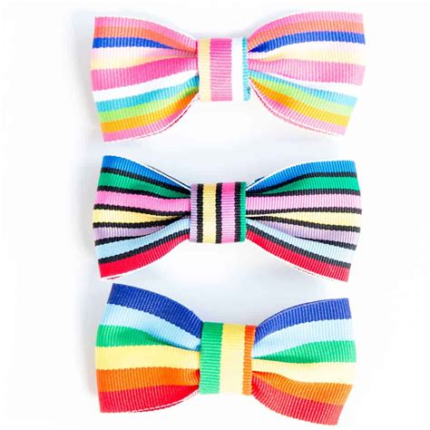 Rainbow Ribbon Collection Striped Grosgrain Hair Bow - Bows Etc.