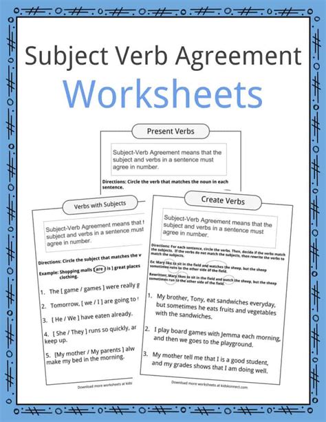 Subject Verb Agreement Worksheets | KidsKonnect