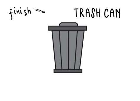 How To Draw a Simple Cartoon Trash Can for Kids - Rainbow Printables