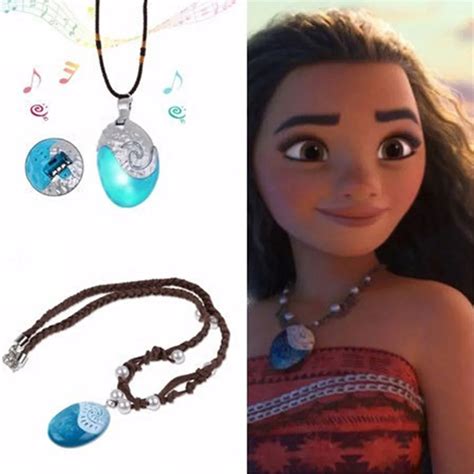 Moana Necklace Costume Cosplay Props Princess Heart of Te Fiti Glowing ...