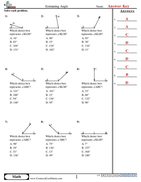 Estimating Angle Worksheet Download