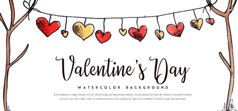 Watercolor Hearts Valentine Banner 675039 Vector Art at Vecteezy