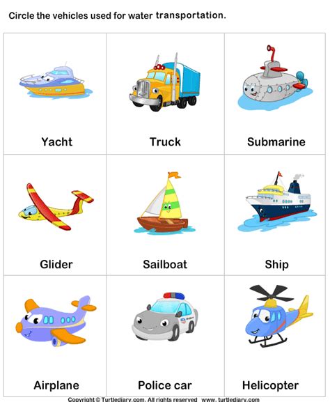 Water Transportation Worksheets