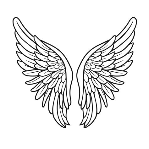 Angel Wings Coloring Page Outline Sketch Drawing Vector, Angel Drawing ...