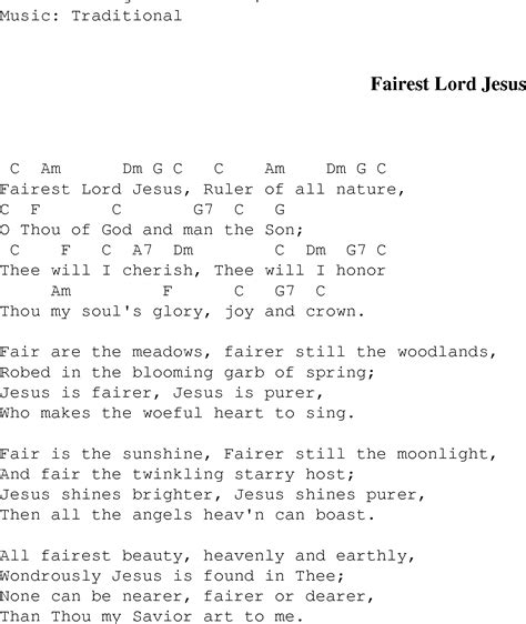 Fairest Lord Jesus - Christian Gospel Song Lyrics and Chords