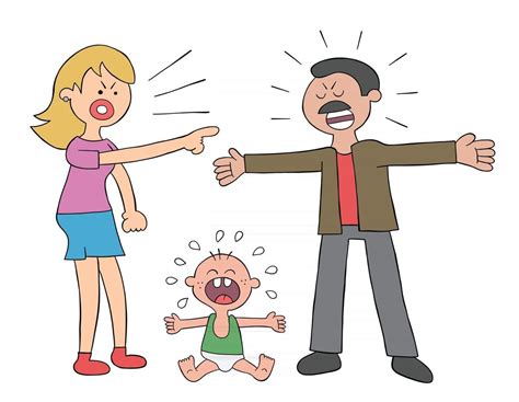 Cartoon Parents Fighting and Baby Crying Vector Illustration 2889518 ...