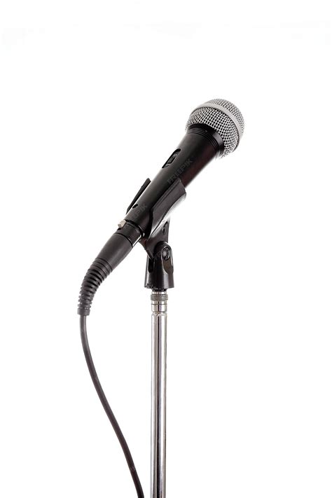 Premium Photo | Microphone on stand isolated on white