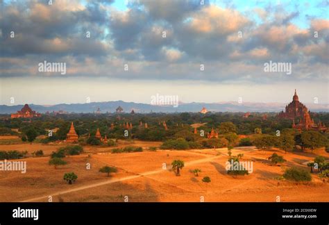 Temples in Bagan at sunrise, Myanmar Stock Photo - Alamy